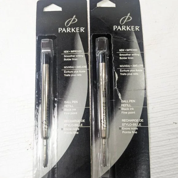 Lot De 2 Stylos Parker - Stylos à Bille / Roller - Couleur Noir Et Argenté - Bon état